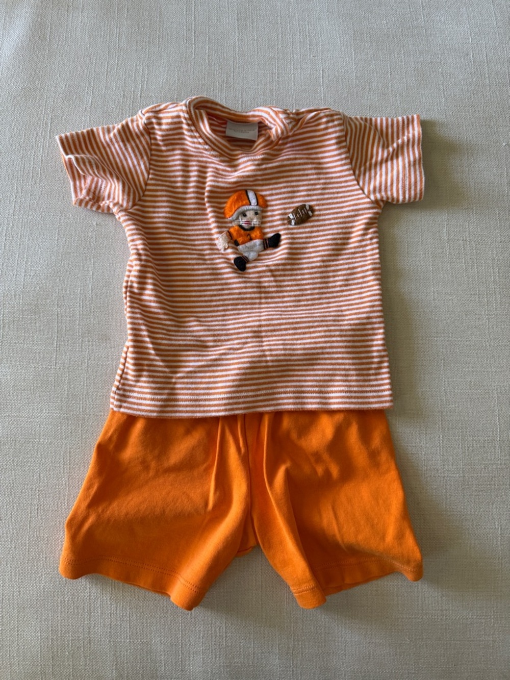 Toddler football Striped Orange Top and Bright Orange Shorts